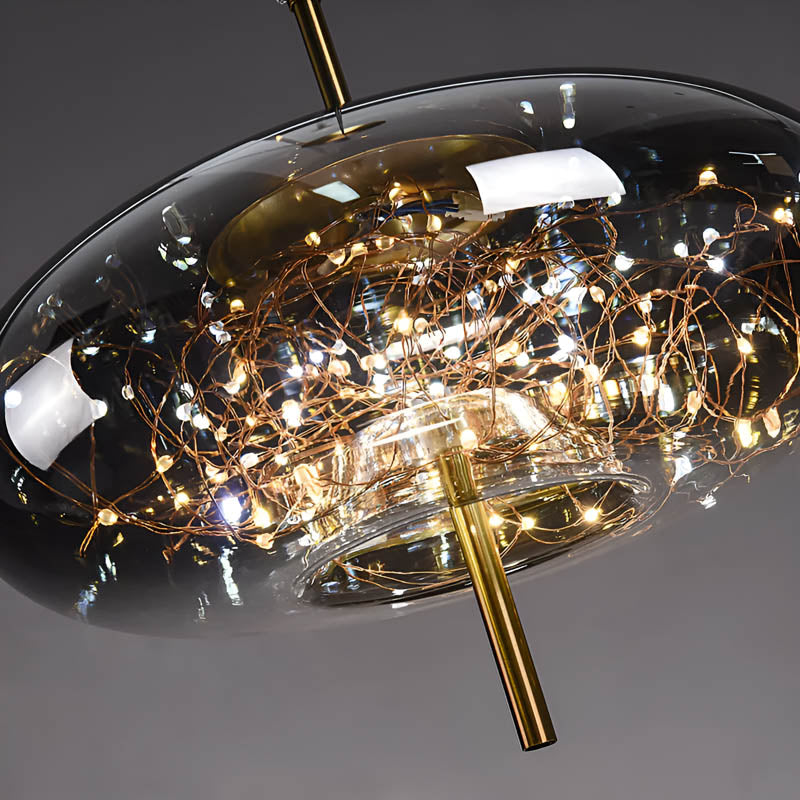Moderne Glas-Pendelleuchte mit funkelndem Lichterspiel – Designer-Hängelampe für Esszimmer, Wohnzimmer & Hotellobby