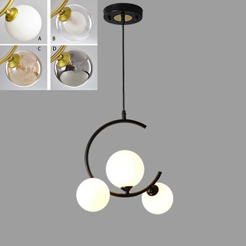 Modernes LED Pendelleuchte mit Glas-Kugeln – Design Deckenlampe im Spiral-Look für Wohnzimmer, Esszimmer & Treppenhaus – Schwarz & Weiß