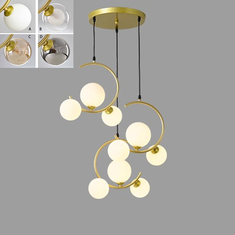 Modernes LED Pendelleuchte mit Glas-Kugeln – Design Deckenlampe im Spiral-Look für Wohnzimmer, Esszimmer & Treppenhaus – Schwarz & Weiß