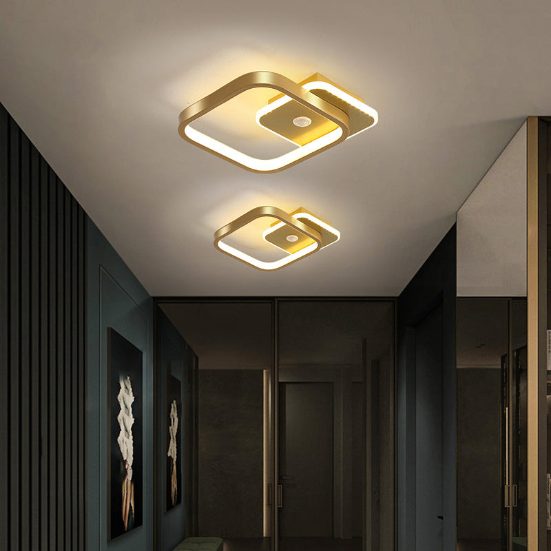 Moderne LED Deckenleuchte im geometrischen Design – Quadratische Flur- und Wohnzimmerlampe mit indirektem Licht