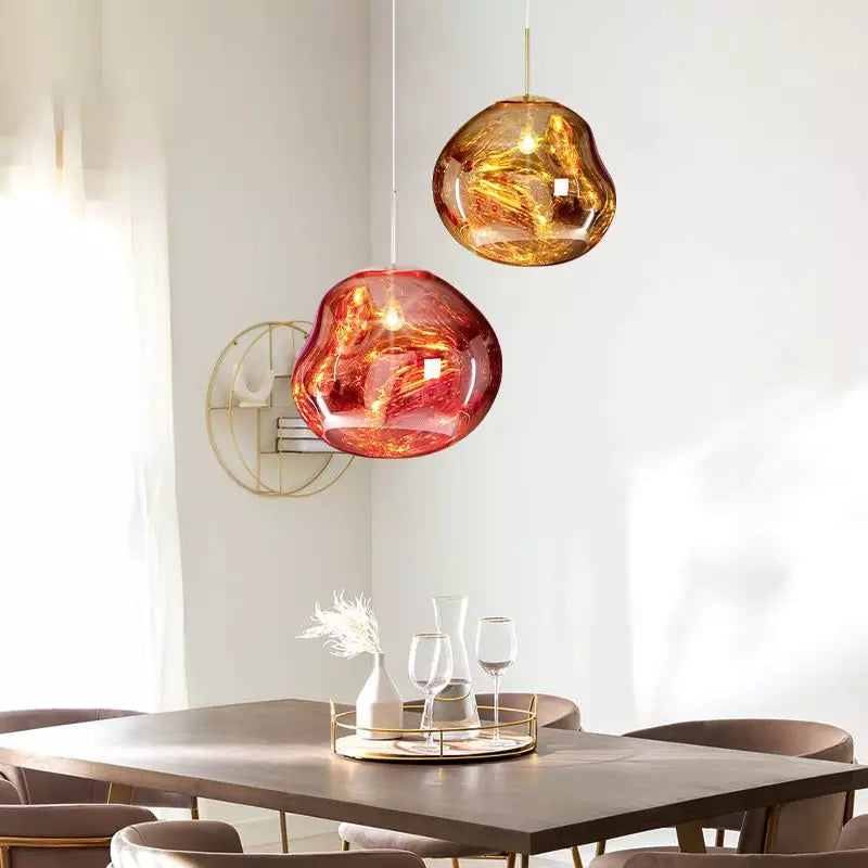 Design pendant lamp with organic glass – Elegant hanging lamp for dining room, living room & modern interiors – Ambient lighting with wow effect