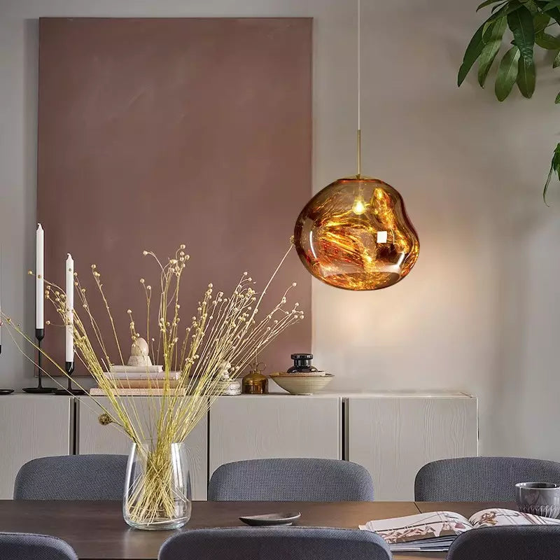 Design pendant lamp with organic glass – Elegant hanging lamp for dining room, living room & modern interiors – Ambient lighting with wow effect