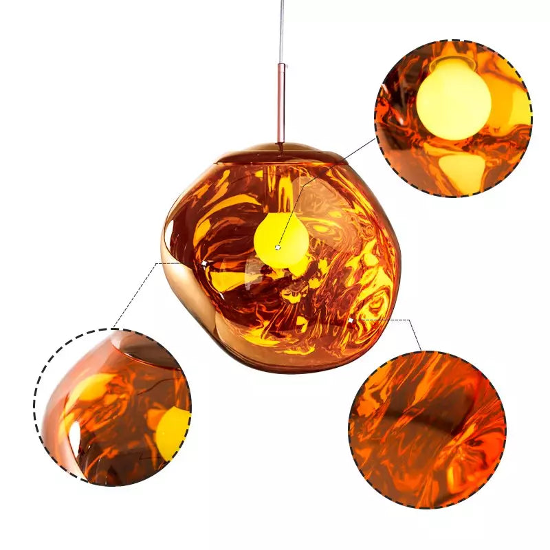 Design pendant lamp with organic glass – Elegant hanging lamp for dining room, living room & modern interiors – Ambient lighting with wow effect