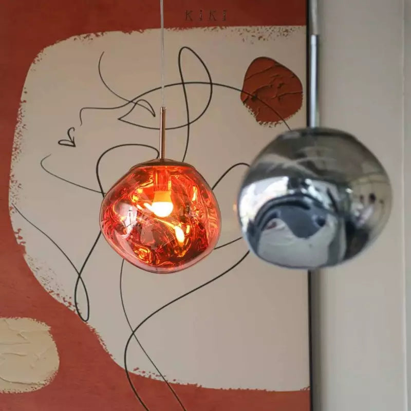 Design pendant lamp with organic glass – Elegant hanging lamp for dining room, living room & modern interiors – Ambient lighting with wow effect