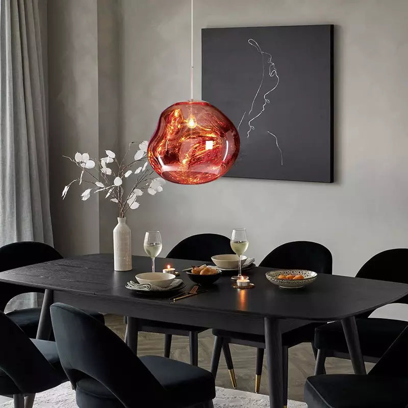 Design pendant lamp with organic glass – Elegant hanging lamp for dining room, living room & modern interiors – Ambient lighting with wow effect