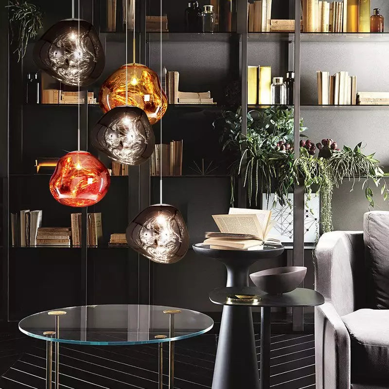 Design pendant lamp with organic glass – Elegant hanging lamp for dining room, living room & modern interiors – Ambient lighting with wow effect