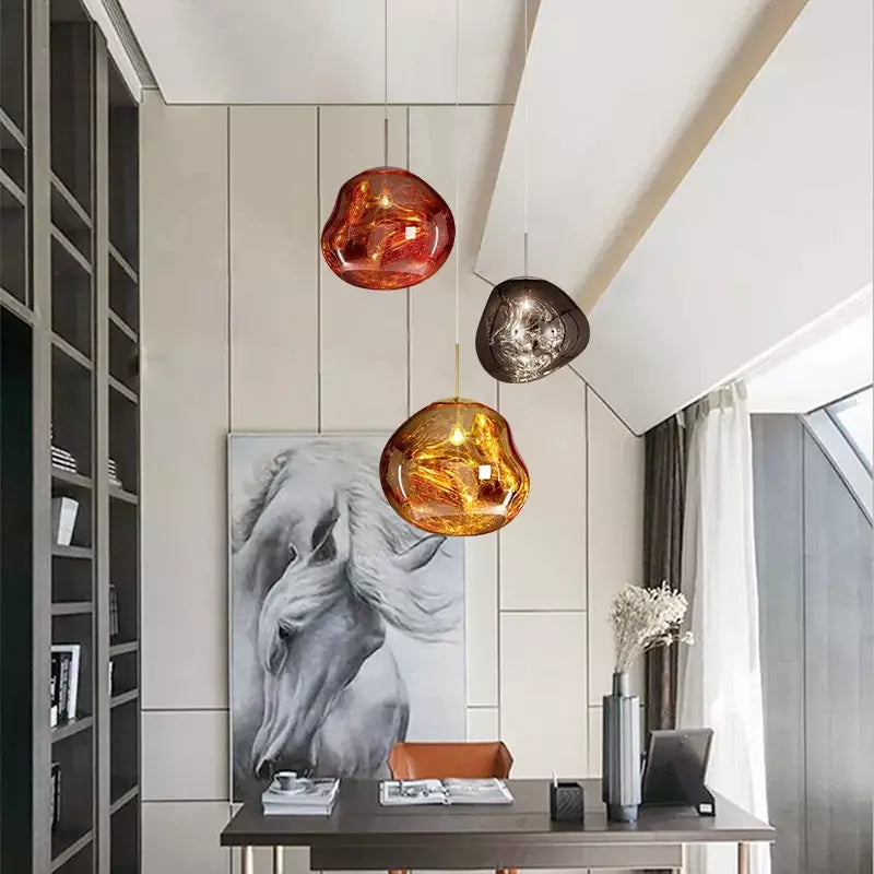 Design pendant lamp with organic glass – Elegant hanging lamp for dining room, living room & modern interiors – Ambient lighting with wow effect