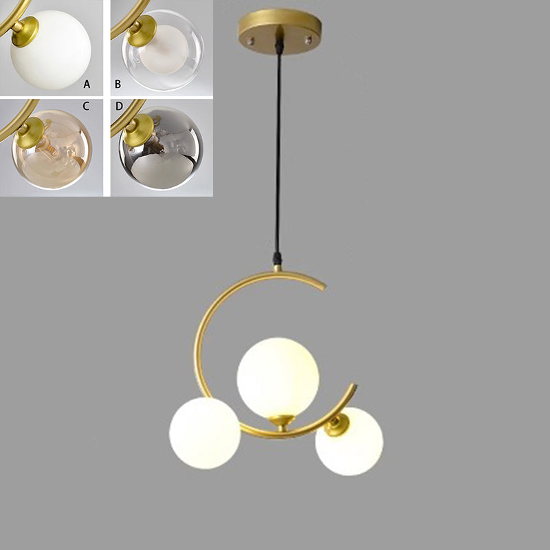 Modernes LED Pendelleuchte mit Glas-Kugeln – Design Deckenlampe im Spiral-Look für Wohnzimmer, Esszimmer & Treppenhaus – Schwarz & Weiß