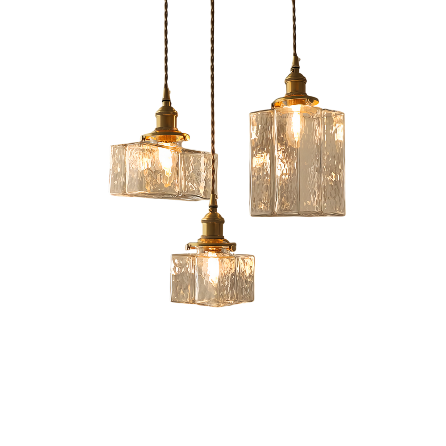 Vintage Glas Pendelleuchte – Retro Deckenlampe mit strukturiertem Glas & Messing-Finish für Esszimmer, Küche & Wohnzimmer
