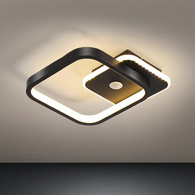 Moderne LED Deckenleuchte im geometrischen Design – Quadratische Flur- und Wohnzimmerlampe mit indirektem Licht
