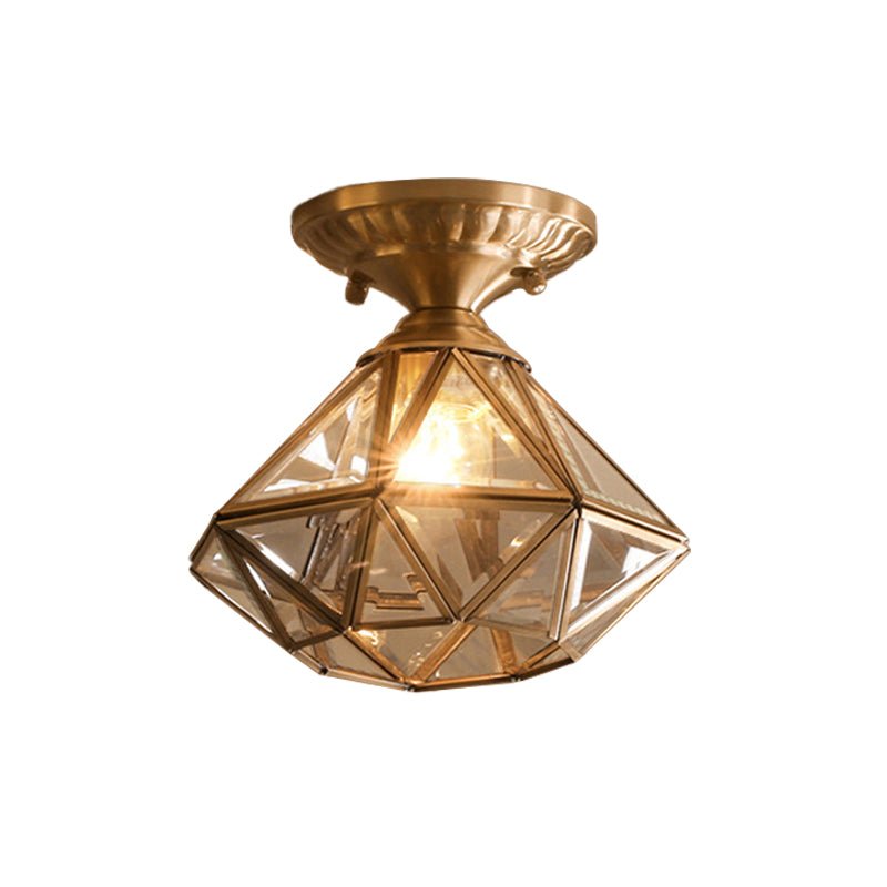 Star-shaped brass ceiling lamp - Traditional transparent glass