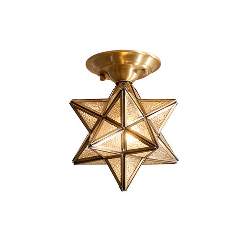 Star-shaped brass ceiling lamp - Traditional transparent glass