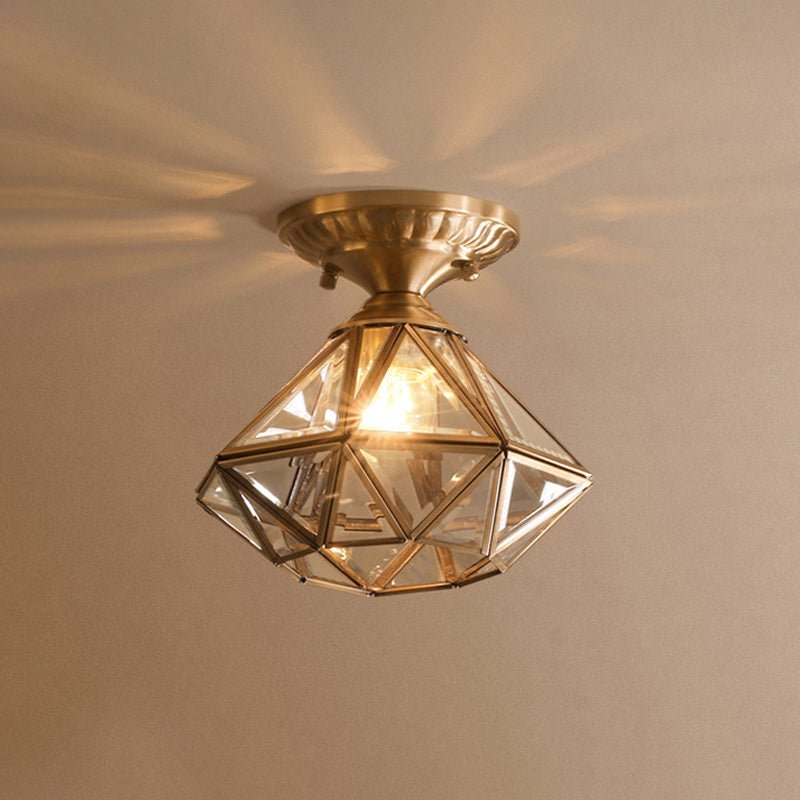 Star-shaped brass ceiling lamp - Traditional transparent glass