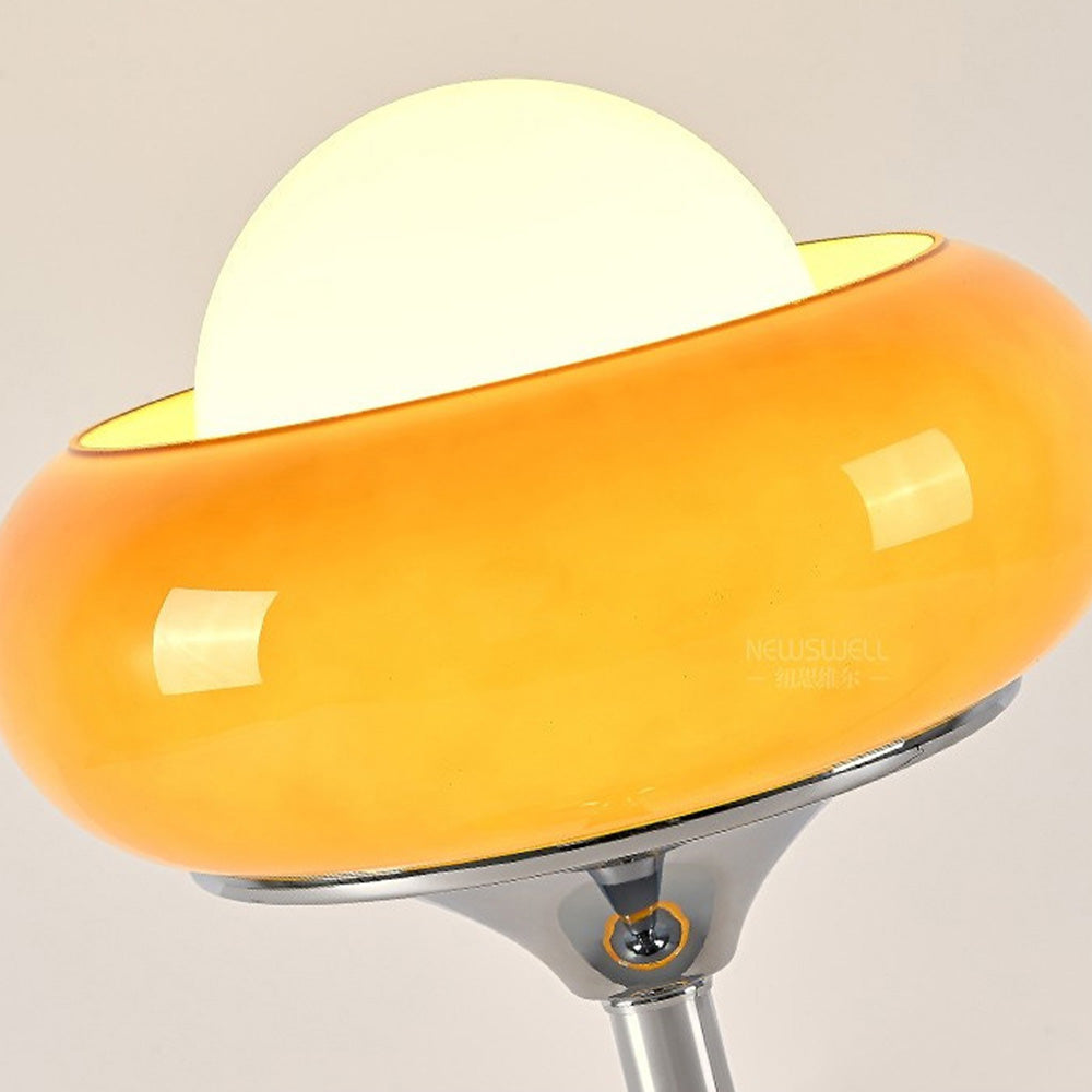 Yellow Bauhaus glass table lamp – vintage-inspired designer light with E27 socket & minimalist base for stylish interiors