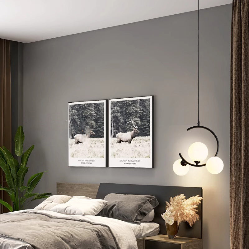 Modernes LED Pendelleuchte mit Glas-Kugeln – Design Deckenlampe im Spiral-Look für Wohnzimmer, Esszimmer & Treppenhaus – Schwarz & Weiß