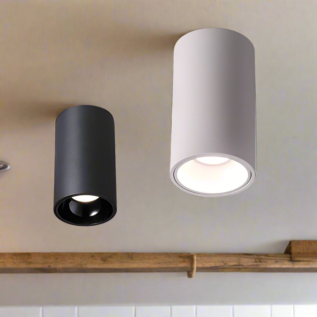 Minimalistische LED Deckenleuchte in Zylinderform – Moderne Aufbaulampe in Schwarz & Weiß für Flur, Küche & Wohnzimmer