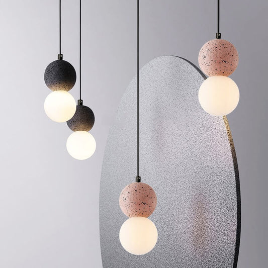 Zeitgenössische skandinavische Orb Terrazzo 1-Lampe Pendelleuchte für das Schlafzimmer
