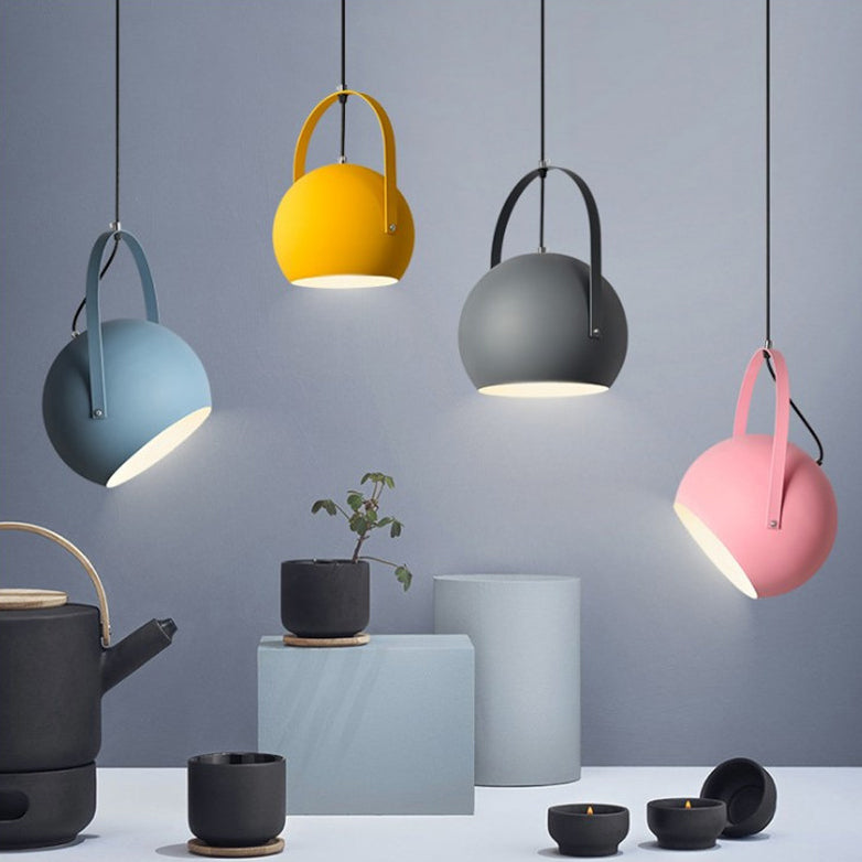 Contemporary creative Macaron Orb aluminum 1-light pendant lamp for bedroom