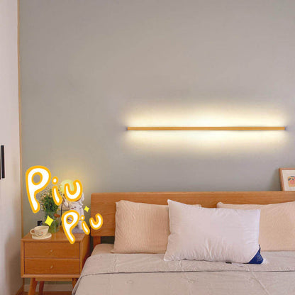 Japanese minimalist wooden strip LED wall lamp