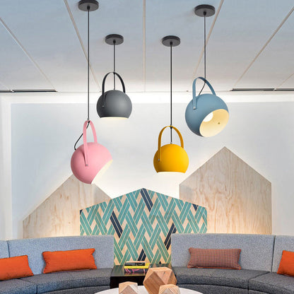 Contemporary creative Macaron Orb aluminum 1-light pendant lamp for bedroom