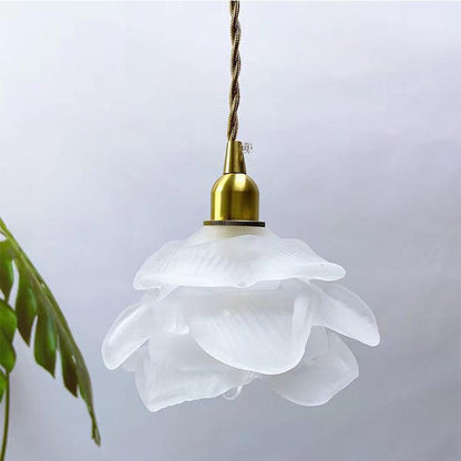 Französische Vintage-Blüten-Glas 1-Licht LED Pendelleuchte