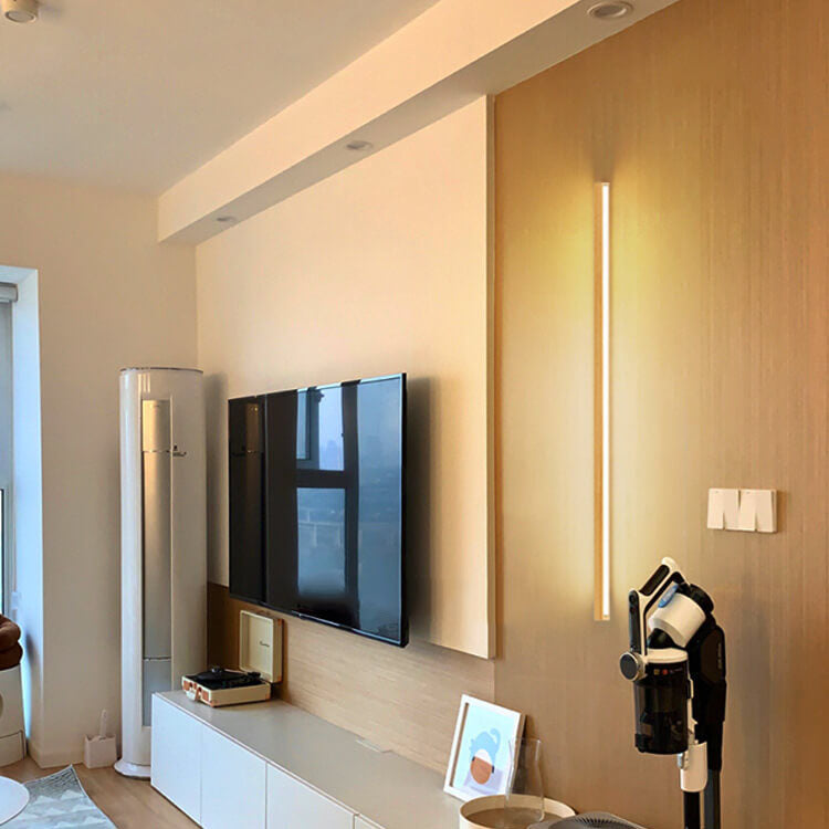 Japanese minimalist wooden strip LED wall lamp