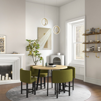 Moderne LED-Pendelleuchte mit 3D-Ringdesign – Design-Hängelampe für Schlafzimmer, Wohnzimmer & Flur – Geometrische Statement-Beleuchtung in Goldoptik