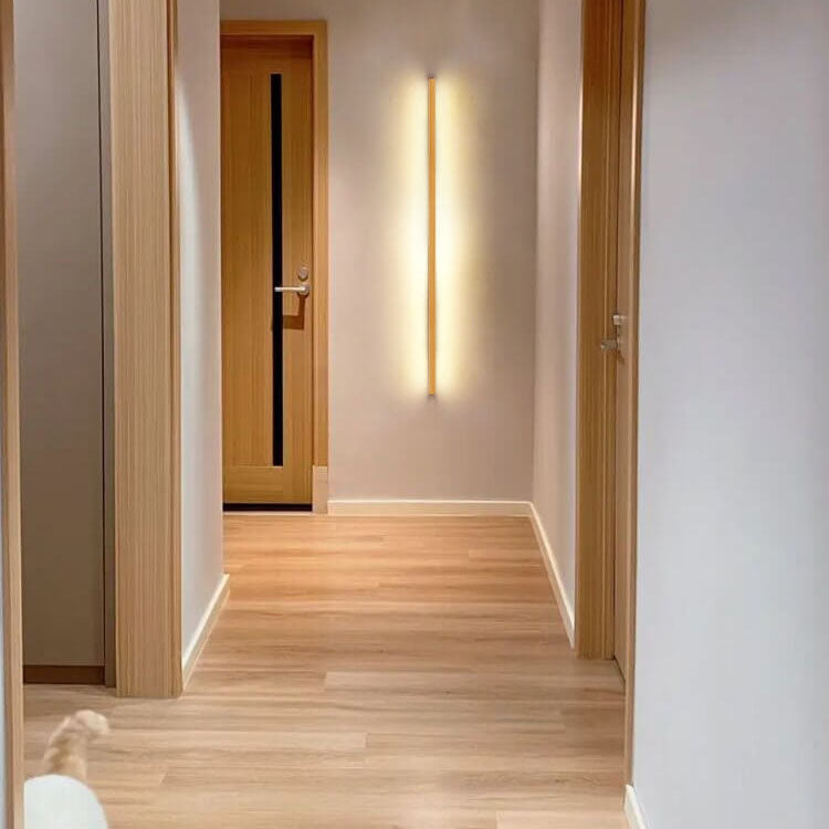 Japanese minimalist wooden strip LED wall lamp