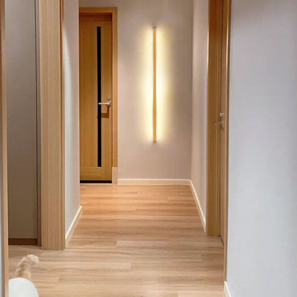 Japanese minimalist wooden strip LED wall lamp