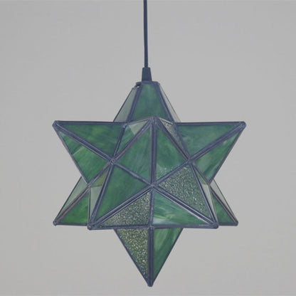 Europäische Tiffany Pentagramm Buntglas 1-Licht Pendelleuchte