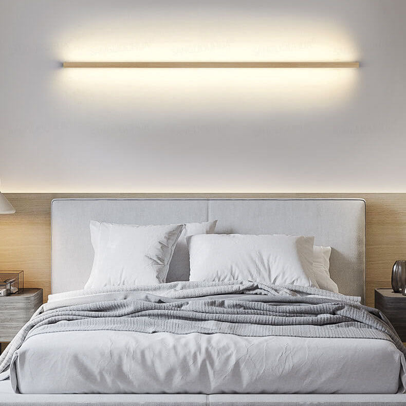 Japanese minimalist wooden strip LED wall lamp
