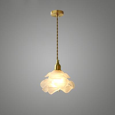 Französische Vintage-Blüten-Glas 1-Licht LED Pendelleuchte