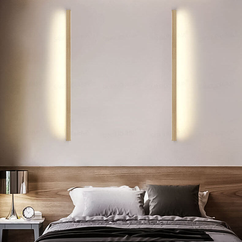 Japanese minimalist wooden strip LED wall lamp