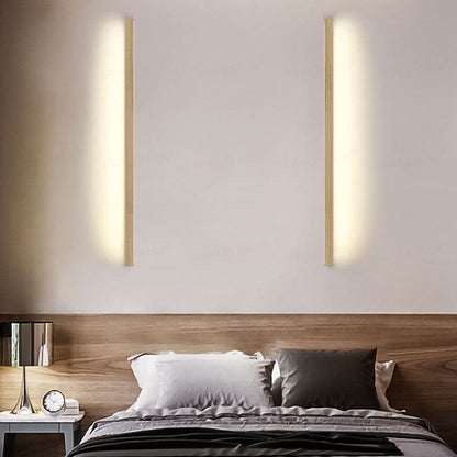 Japanese minimalist wooden strip LED wall lamp
