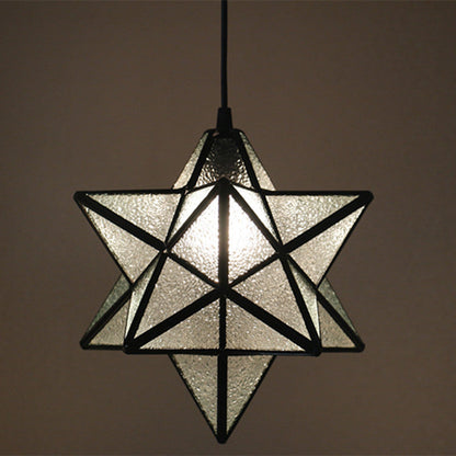 Europäische Tiffany Pentagramm Buntglas 1-Licht Pendelleuchte