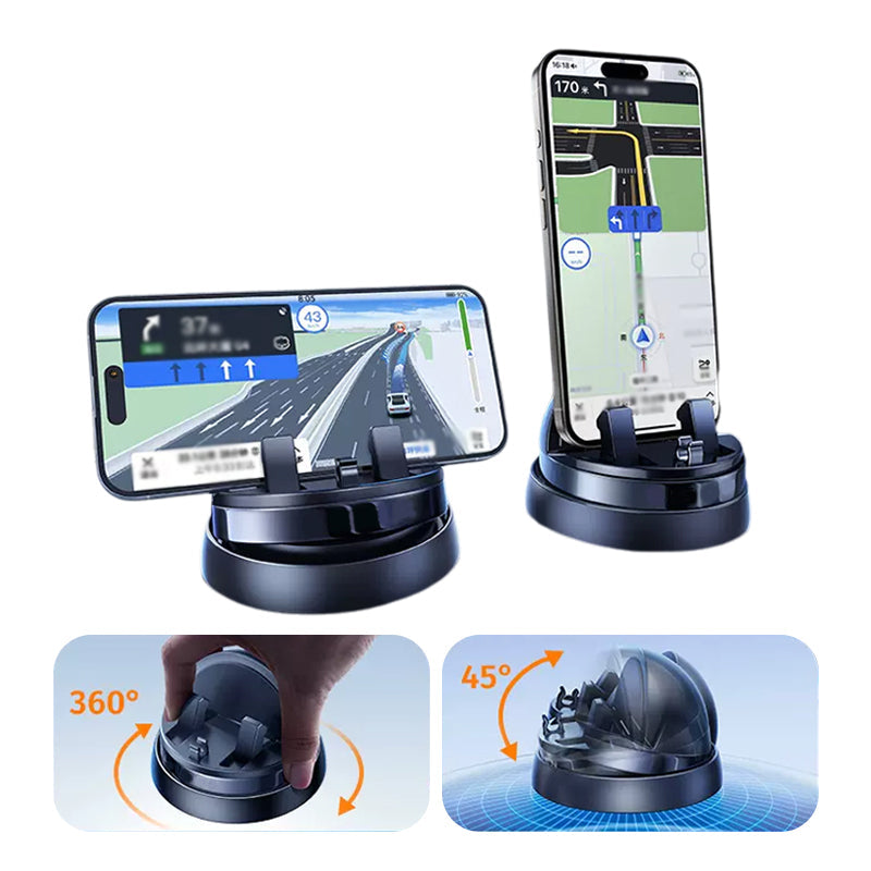 360° Auto‑Smartphone‑Halter mit drehbarem Sockel & wiederverwendbarem Klebepad – Extra Ablagefach
