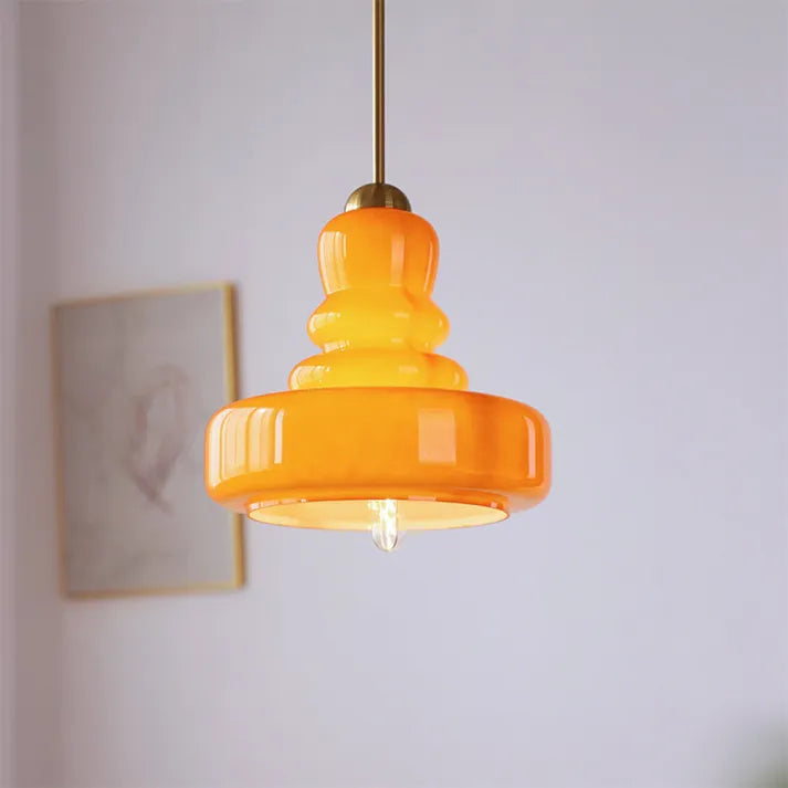 Retro Hängelampe in Orange – Auffällige Glas-Pendelleuchte im Vintage-Stil