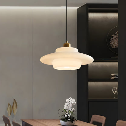 AuraBeam Light – Minimalistische Elfenbeinfarbene LED-Hängelampe aus Glas