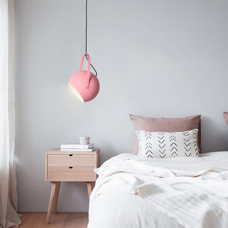 Contemporary creative Macaron Orb aluminum 1-light pendant lamp for bedroom