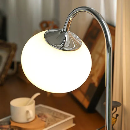 Design-Tischlampe aus Glas und Metall – E27-Fassung, Marshmallow-Stil, warmes Stimmungslicht, Ø28 cm