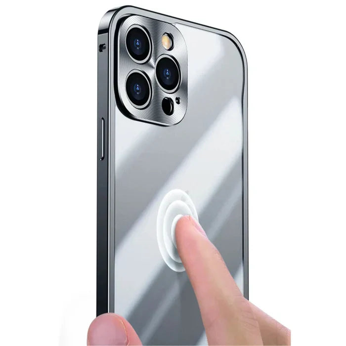 MagSafe-kompatible iPhone-Hülle mit Stoß- & Kratzschutz – Transparenter TPU‑Rand & Hartglasrücken