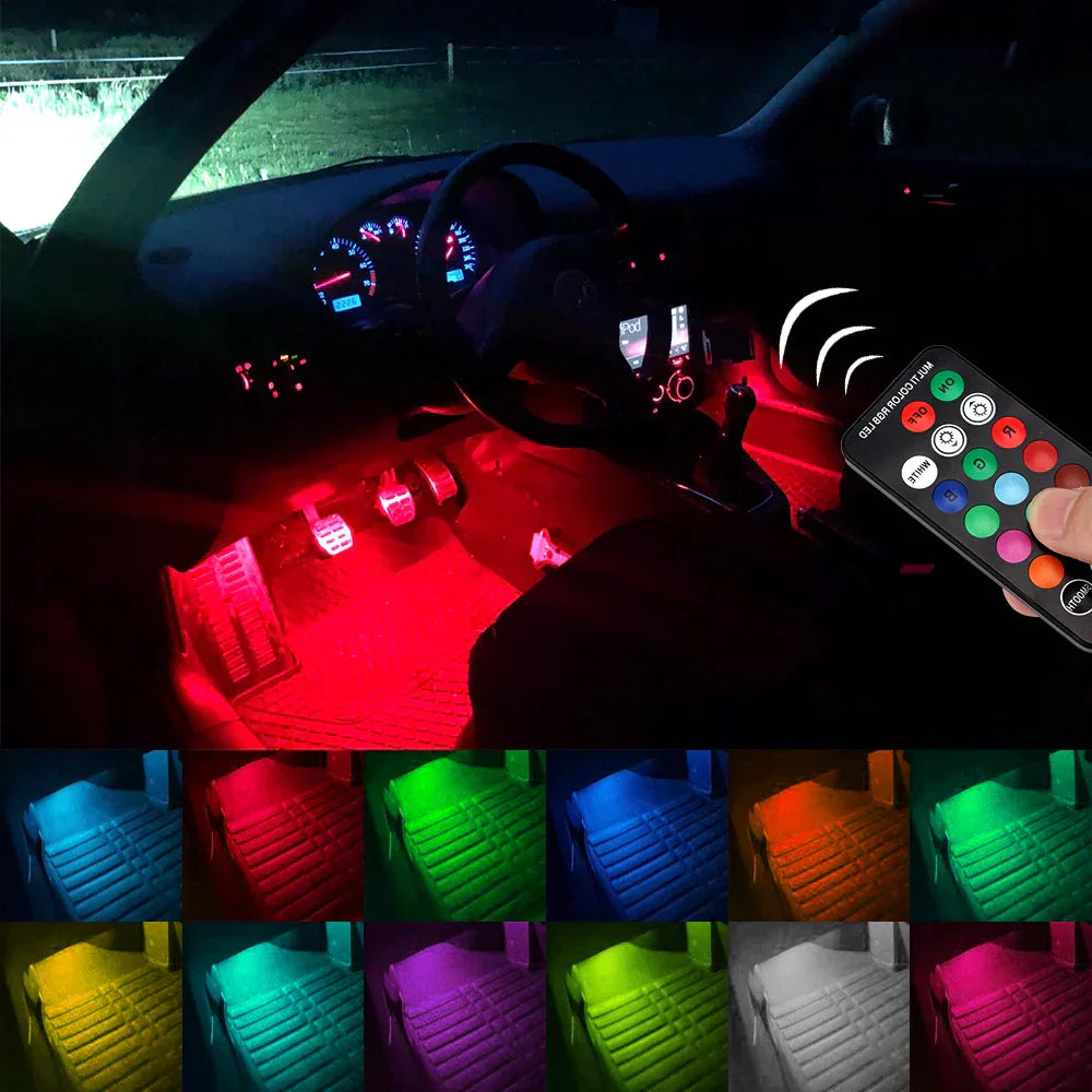 Kabellose RGB‑Ambient‑Beleuchtung fürs Auto mit Fernbedienung & 120 Std. Laufzeit