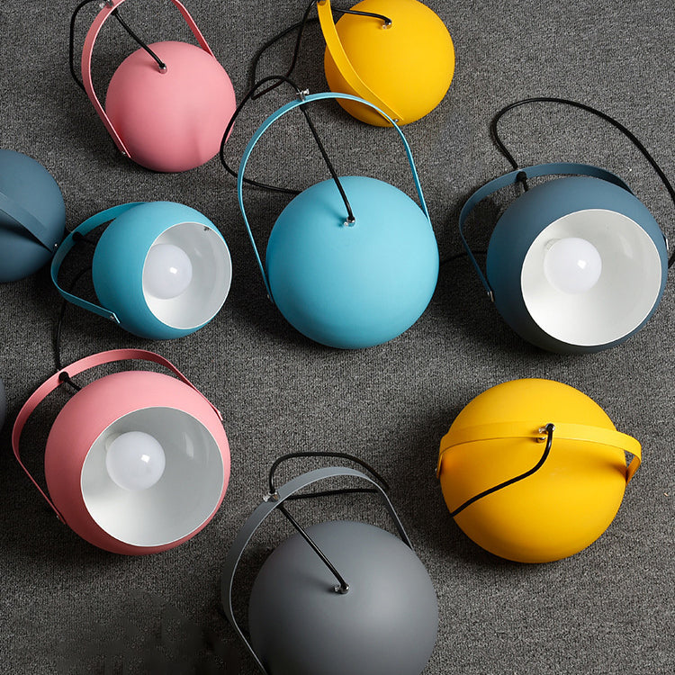 Contemporary creative Macaron Orb aluminum 1-light pendant lamp for bedroom