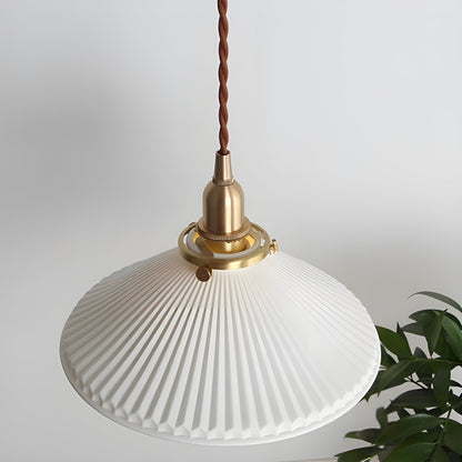 JapandiBeam Light - Japanischer Keramik-Pendelleuchte mit Rillenmuster