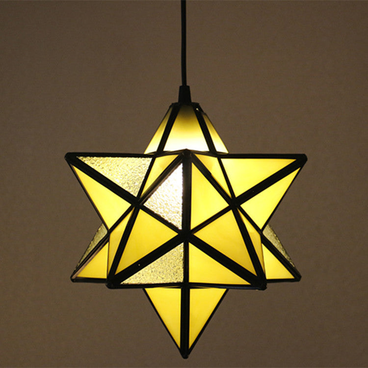 Europäische Tiffany Pentagramm Buntglas 1-Licht Pendelleuchte