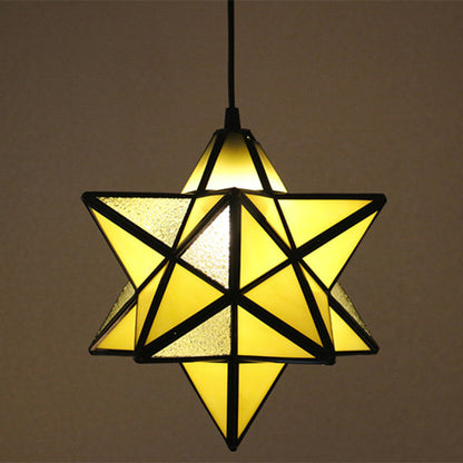 Europäische Tiffany Pentagramm Buntglas 1-Licht Pendelleuchte