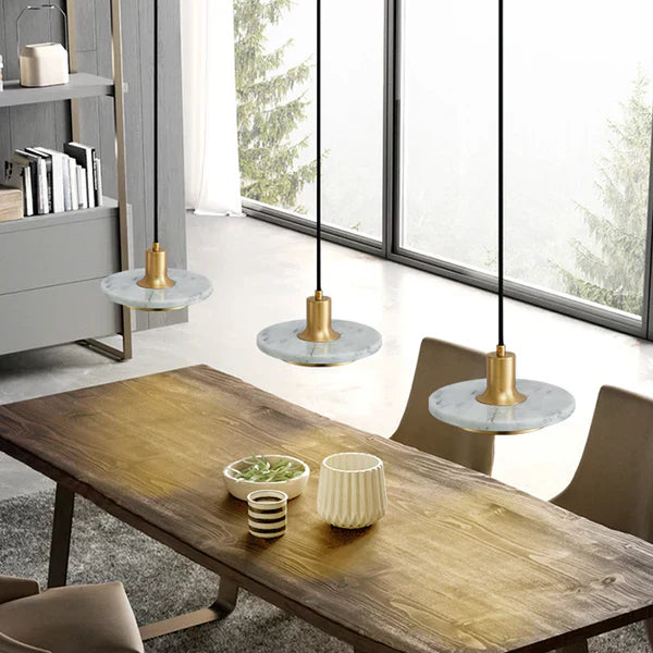 Moderne LED Pendelleuchte mit Marmor- und Goldakzenten – Stilvolle Hängelampe für Küche, Esstisch oder Büro