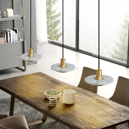 Moderne LED Pendelleuchte mit Marmor- und Goldakzenten – Stilvolle Hängelampe für Küche, Esstisch oder Büro