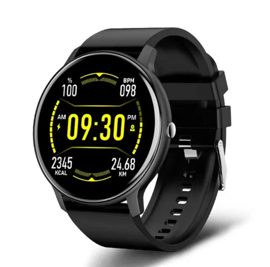 Runde Fitness‑Smartwatch mit Herzfrequenz‑Monitor, Schlaftracking & Multisport‑Modi
