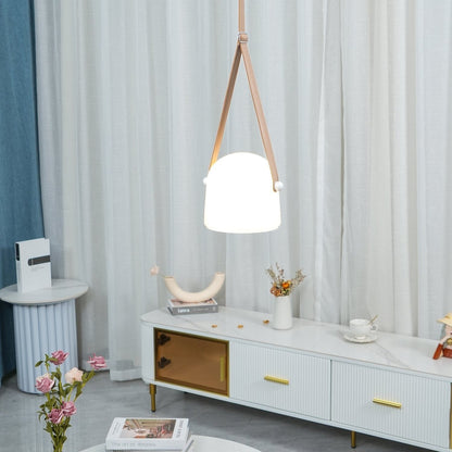 Design-Pendelleuchte mit Lederband & Rauchglas – Skandinavischer Stil für Esszimmer, Küche & Wohnzimmer